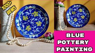 DIY hand painted hanging Plate | Plate Decor on wall | Blue Pottery Painting | Jaipur Blue Pottery