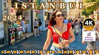 Istanbul Taksim Square & Istiklal St 4K Walking Tour | Famous Street, Markets, Turkish Foods | 2024