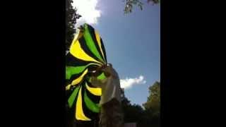 Green Lantern:  A custom Painted Pinwheel set of silk art dance flags