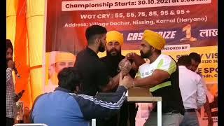 Karaj Virk vs Kyle Cummings arm Wrestling match Haryana championship 2021