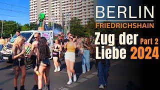 Zug der Liebe 2024 (Teil2): Berlins verrückte Techno-Straßenparty| Berlin Walking 4K