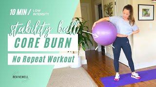 10 Min Core Challenge!! | Stability Ball | No Repeat Movements | REVIVEWEVLL TRAINING