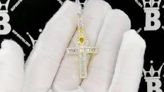 Bling Bling Ankh Cross Baguette VVS CZ Gold Hip Hop Iced Out Pendant