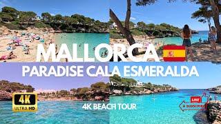 Mallorca  Stunning Cala Esmeralda with Underwater Footage! 4K Beach Tour ️