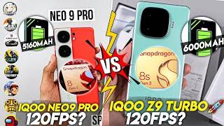 IQOO Neo9 PRO VS IQOO Z9 TURBO COMPARISON•Neo9 PRO VS Z9 TURBO BGMI/PUBG TEST•120FPS GAMING TEST