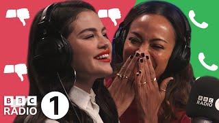 Selena Gomez & Zoe Saldana talk tea, using the bathroom and subtitles on Unpopular Opinion