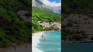 Waves and Mountain Views at Brela Beach, Croatia ️