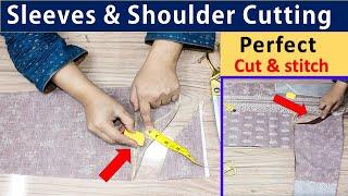 Shirt Sleeves and Shoulder Cutting full Method || Shirt cutting tutorial  #fariideas #kameez #Shirt
