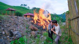 BIG FIRE Destroys Bamboo Stove, Creates Food Source for Chicken Farm!