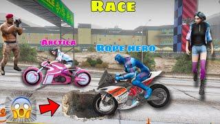 Rope Hero Ktm Bike Vs Arctica Tron Bike Race in Vice Town | Rope Hero Vice Town | New Update