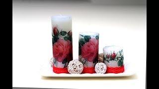 Decoupage tutorial - Decorating candles with napkins