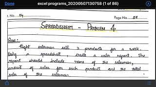 1st PUC computer science  excel  lab program 4