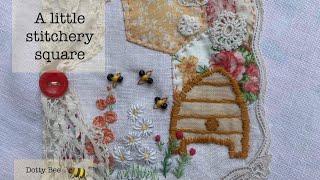A little stitchery square #biglittlestitcheryswap #slowstitch #tutorial #embroidery #stitch