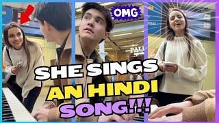This GIRL SURPRISED me with one of the MOST FAMOUS HINDI SONG on a public piano️