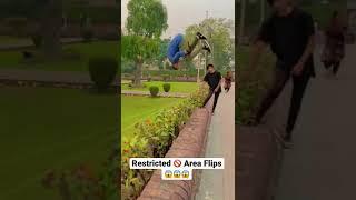 Restricted  Area Flips . Watch till End #shorts #subscribe #parkour #teamparkourx #parkourx