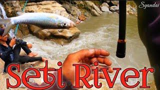 Seti River Fishing Catching Copper Mahsheer Season Day First  || Fishing Nepal 