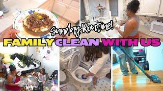 CLEAN WITH US! SUNDAY ROUTINE  FAMILY CLEANING MOTIVATION