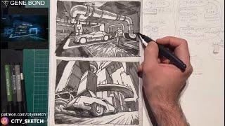 How to draw CYBERPUNK in perspective. New Year stream