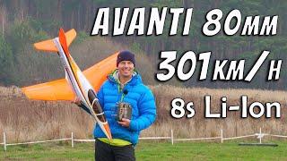 Freewing Avanti 301km/h burned motor mid flight 8s 4,2kW WeMoTec jet sound Ii-Ion Oracover 80mm edf