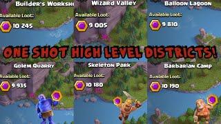 ONE SHOT EVERY HIGH DEFENSEDISTRICT IN CLAN CAPITAL⭐6 replays(Clash of Clans)