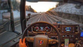 POV TRUCK DRIVING IN FOGGY WEATHER! - Austria - Scania
