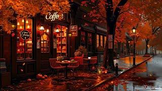 Smooth Autumn Jazz Music for Relaxation  Cozy Coffee Ambience and Poetic Scene of Falling Leaves