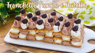 Tronchetto di Sfoglia con Panna e Nutella - Ricetta Dolce Veloce Senza Cottura   - 55Winston55