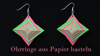 basteln mit Papier: Spiral-Ohrringe aus Papier falten - DIY