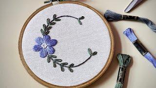 Floral letter embroidery tutorial || How to embroider letter || Embroidery for Beginners