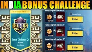 OMG  INDIA BONUS CHALLENGE IS BACK || HOW TO REDEEM FREE UC IN BGMI.