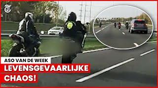 Absurd! Asociale motormuis trekt wheelie op snelweg