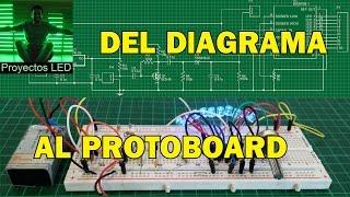 como pasar circuito en diagrama esquematico al protoboard paso a paso, Schematic to Breadboard