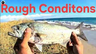 BEACH FISHING | Rough Conditions Still Managed to Land a Good Fish (Caught Good size Fish)