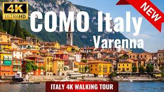 Lake COMO, ITALY - Walking Tour in 4K - Varenna's Beautiful Gardens, Old Harbor