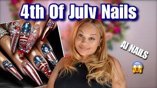 FOURTH OF JULY AI NAILS  | HARD BUILDER GEL NAILS