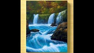 Mesmerizing Waterfall Landscape Acrylic Painting | Step-by-Step Tutorial for Beginners
