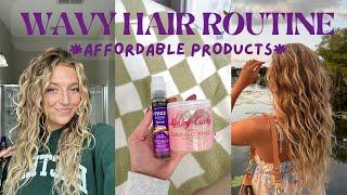 WAVY HAIR ROUTINE: using only affordable drugstore products!!