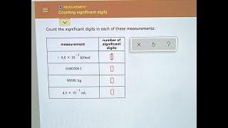 MEASUREMENT Counting significant digits Count the significant digits in each of these measurements n