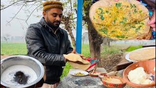 Most Favourite Lunch In Village | Desi Ghee Wala Paratha  | Dhoodh Pati | Mooli  Paratha