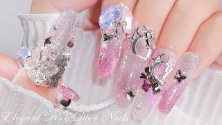 Elegant Pink Dior Nails  Luxe Style With A Fairy Tale Touch / Nail Art / Self Nail / Nail ASMR #28