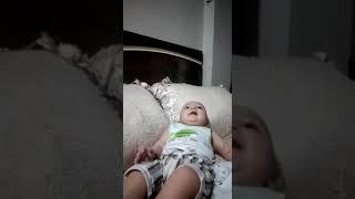 Cute small baby laughing crying