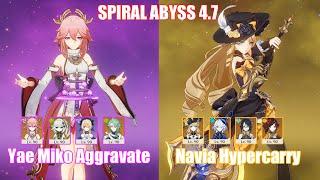 C0 Yae Miko Aggravate & C0 Navia Hypercarry | Spiral Abyss 4.7 | Genshin Impact