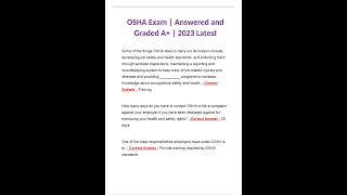 OSHA EXAM ANSWERED AND GRADED A 2023 LATEST