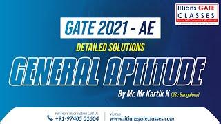 GATE 2021 Aerospace Engineering Question Paper- General Aptitude Solutions | GATE AE Lectures