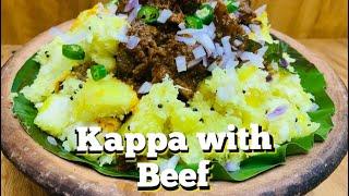 Beef with kappa - tapioca with beef - kerala style.