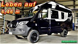 Neues kurzes Wohnmobil  unser Leben auf 6,46 m im Sprinter 4x4 Allraddie Vollzeit-Camper unterwegs