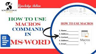 How to use macros in ms word. #msword #CPDhanadi #macros#knowledgestation