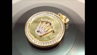 Micro Pave Rolex Crown Style Gold Pendant - Ice Jewelry Co.