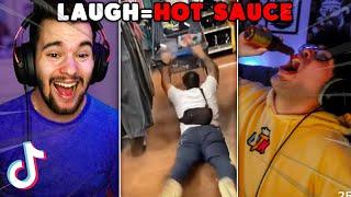 IF WE LAUGH, WE DRINK HOT SAUCE (YLYL CHALLENGE) FT. ElasticDroid