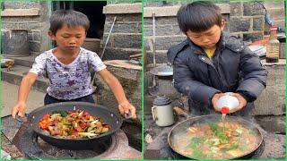 Amazing Rural life little 2brother Cooking food 해물의  will make you remember childhood